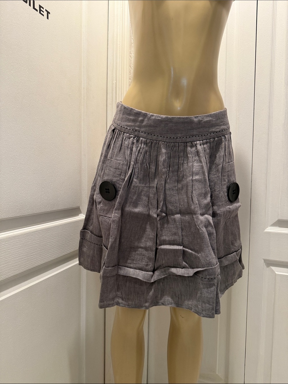 Twenty one Gray Mini Skirt with Button-Pocket Details